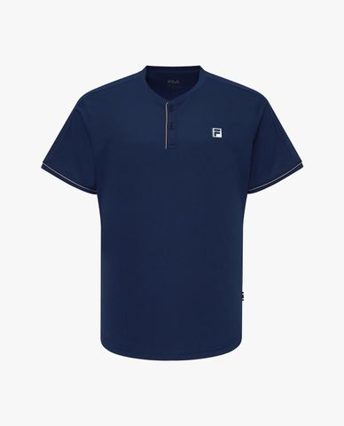  FILA - Unisex Henley Short Sleeve Logo T Shirt 