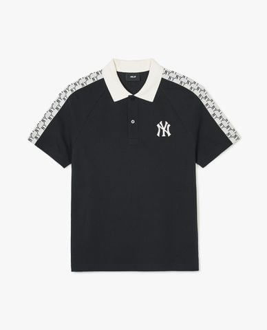  MLB - Unisex Short-Sleeve Polo Monogram Part Pattern Collar 