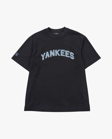  MLB - Unisex Denim-Like Lettering Monogram T-Shirt 