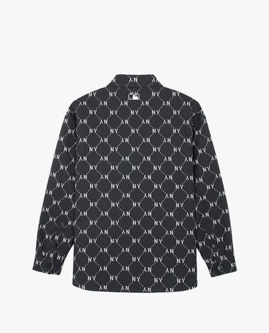  MLB - Áo sơ mi unisex cổ bẻ tay dài Diamond Monogram Jacquard Cotton 