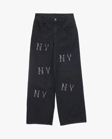  MLB – Women’s Wide-Leg Denim Crystal Megagram Jeans 