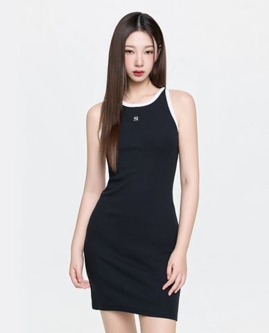  MLB - Women Basic Trim Round Neck Dress 