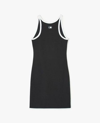  MLB - Women's Sleeveless Mini Dress Crew Neck Basic Small Logo Ribbed Ringer 