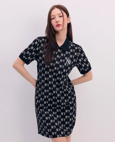  MLB - Women's Mini Polo Dress, Short Sleeves, Mono Monogram Piqué 