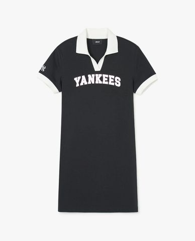  MLB - Women's Mini Polo Dress Short Sleeves Varsity Lettering Piqué 