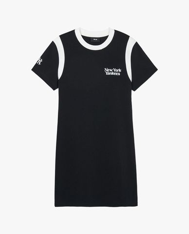  MLB - Women's Mini Dress with Round Neck and Short Sleeves 