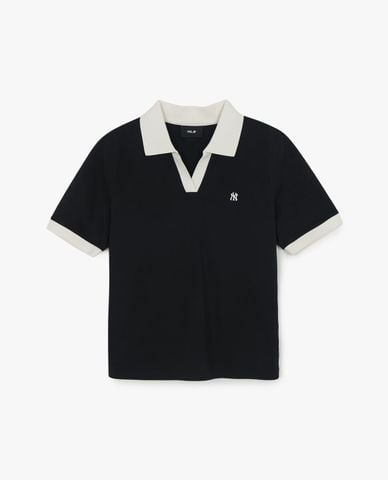  MLB - Women Basic V Neck Short Sleeve Polo Shirt 