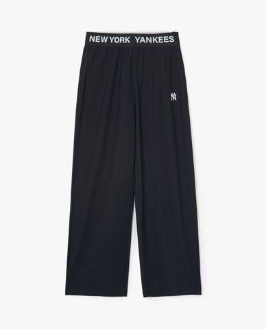  MLB - Women's Wide-Leg Elastic Waist Pants Basic Small Logo Banding 