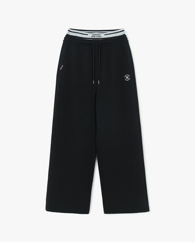  MLB - Female Wide Leg High Waist Logo Embroidered Capris 
