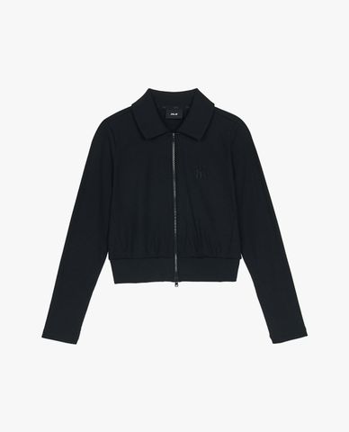  MLB - Women's Basic Ribbed Collared Long-Sleeved Knit Jacket 
