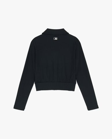  MLB - Women's Basic Ribbed Collared Long-Sleeved Knit Jacket 