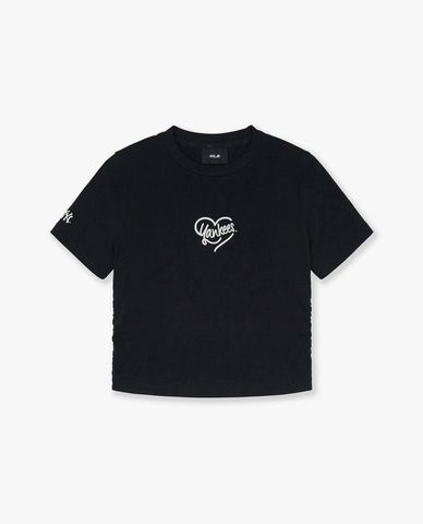 MLB - Women's Short Sleeve Crew Neck Heart Athleisure Croptop 