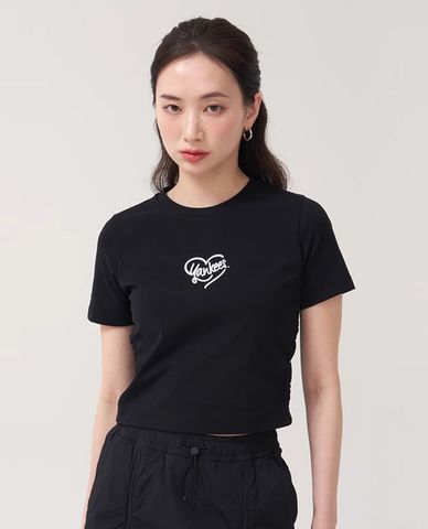  MLB - Women's Short Sleeve Crew Neck Heart Athleisure Croptop 