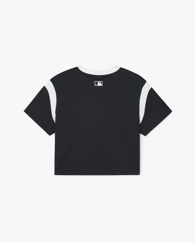  MLB - Women's Croptop T-Shirt with Round Neck and Short Sleeves Varsity 