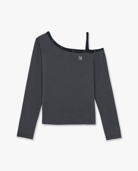  MLB - Women Striped Logo Off Shoulder Top 