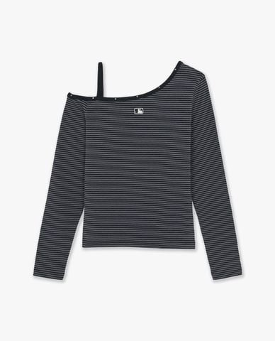  MLB - Women Striped Logo Off Shoulder Top 