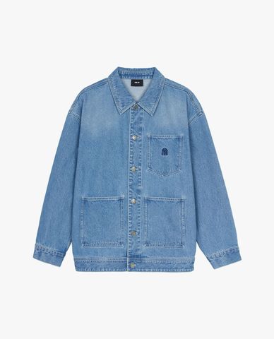  MLB - Unisex Varsity Collared Long-Sleeved Denim Jacket 