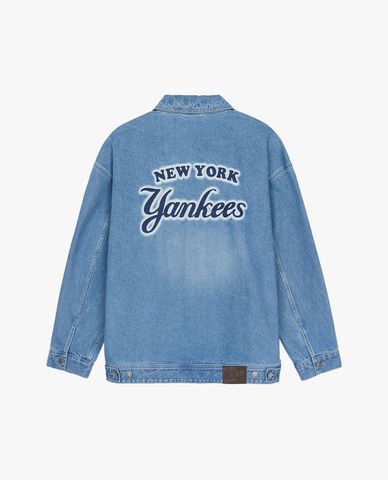  MLB - Unisex Varsity Collared Long-Sleeved Denim Jacket 