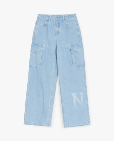  MLB - Women's Basic Gradation Coopers Logo Wide-Leg Jeans 