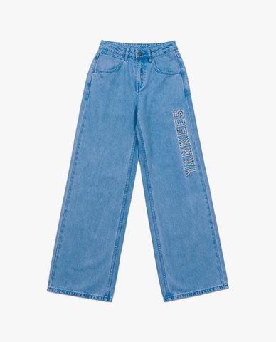  MLB - Women's Wide Leg Basic Mega Logo Jeans 