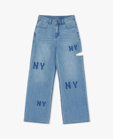  MLB - Women Silver Wash Wide Leg Jeans 