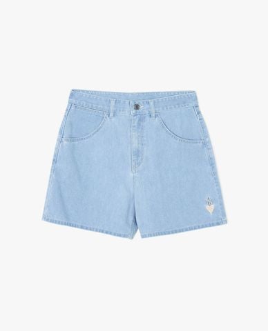  MLB - Women's High-Waist Denim Shorts Heart Logo Denim 