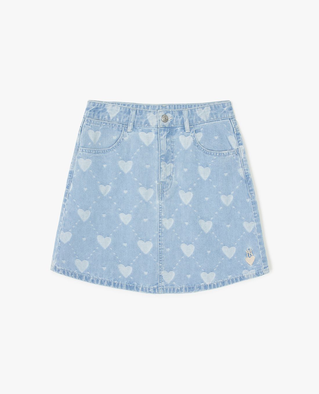 MLB - Heart Jacquard A-Line Mini Denim Skirt