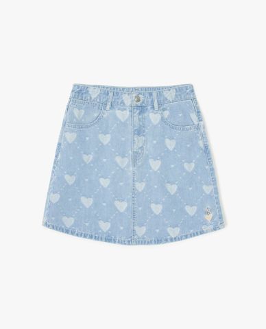  MLB - Heart Jacquard A-Line Mini Denim Skirt 