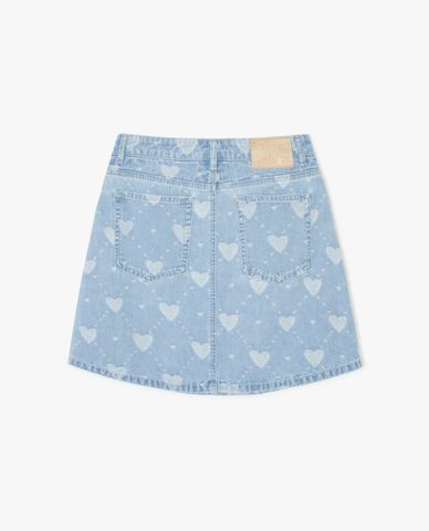  MLB - Heart Jacquard A-Line Mini Denim Skirt 
