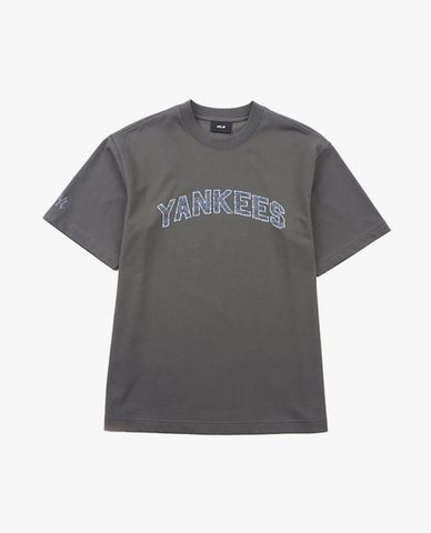  MLB - Unisex Denim-Like Lettering Monogram T-Shirt 