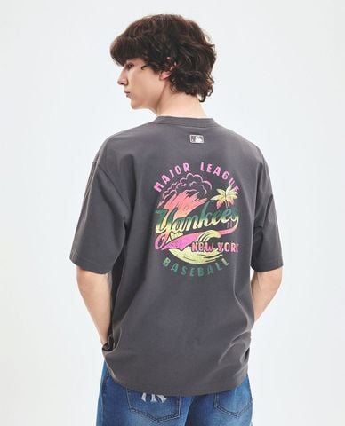  MLB - Unisex Short Sleeve T-shirt Summer Vintage-Washing Graphic 