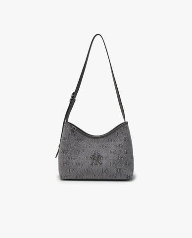  MLB - Women Trapezoid Classic Monogram Denim Shoulder Bag 