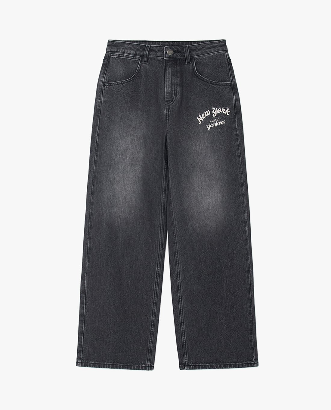MLB - Wide Leg Women's Jeans With Varsity Cursive Embroidery