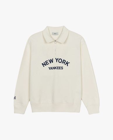  MLB - Unisex Varsity Lettering Long-Sleeve Collared Sweatshirt 