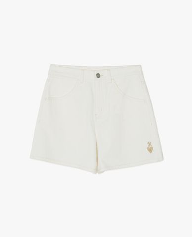  MLB - Women's High Waisted Heart Logo Denim Jeans Shorts 