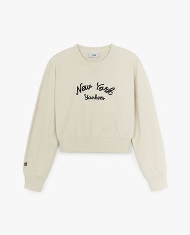  MLB - Women's Croptop Style Basic Lettering Long Sleeve Sweatshirt 