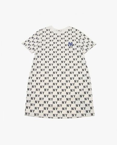 MLB - Women's Crew Neck Short Sleeve Classic Monogram Mini Dress 