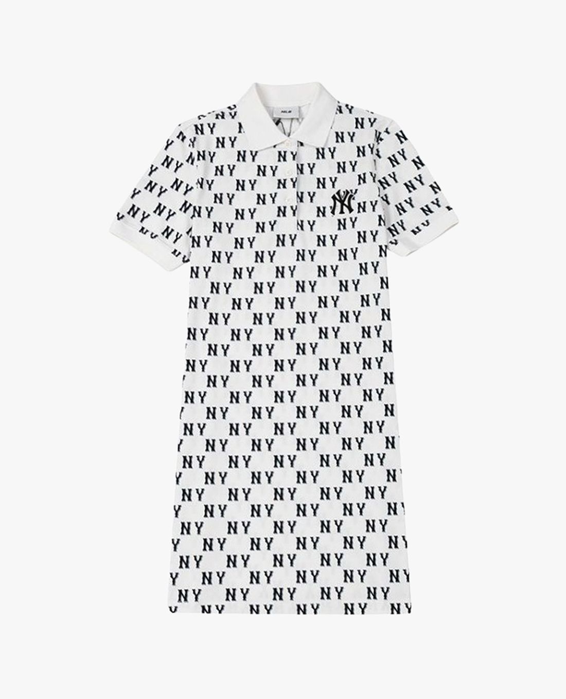 MLB - Women's Mini Polo Dress with Short Sleeves and Monogram Pattern