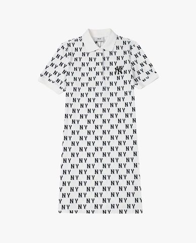  MLB - Women's Mini Polo Dress with Short Sleeves and Monogram Pattern 