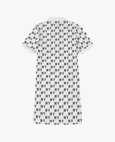  MLB - Women's Mini Polo Dress with Short Sleeves and Monogram Pattern 
