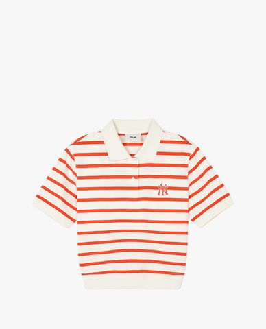  MLB - New York Yankees Women's Short-Sleeve Striped Polo Shirt 