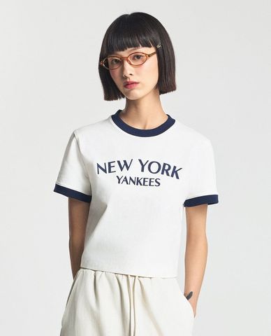  MLB - Women's Varsity Short-Sleeve Crewneck Cropped T-Shirt 