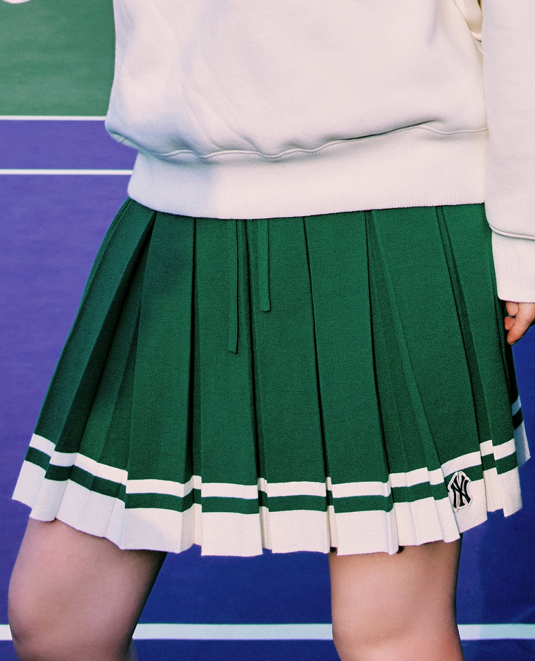 MLB - Classic Sports Striped Knit Pleated Mini Skirt