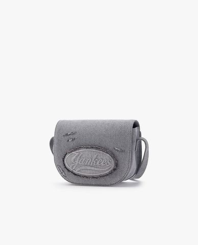  MLB - Women's Cursive Vintage Denim Rectangular Crossbody Bag 