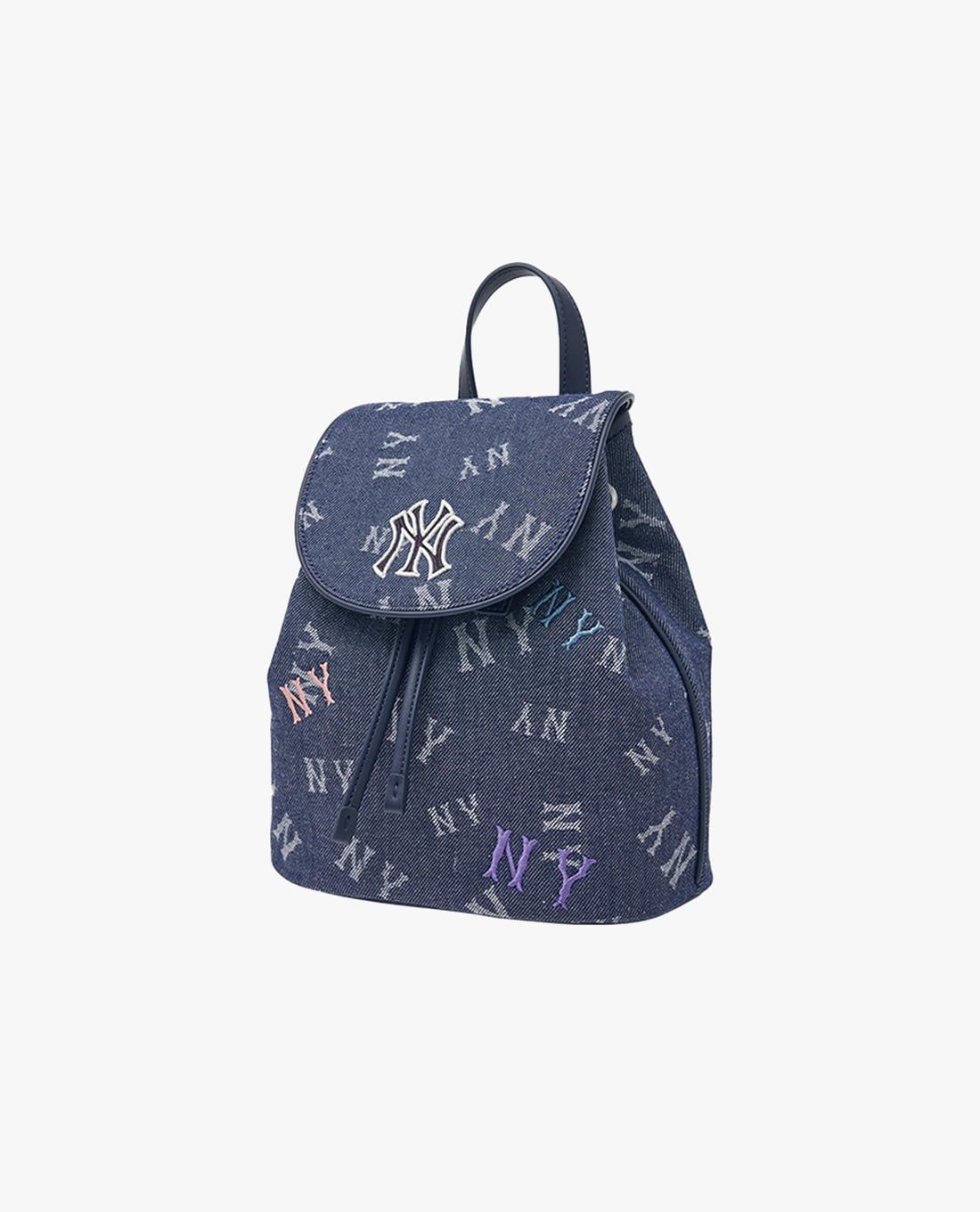 MLB – Unisex Denim Random Monogram New York Yankees Fold-Top Backpack