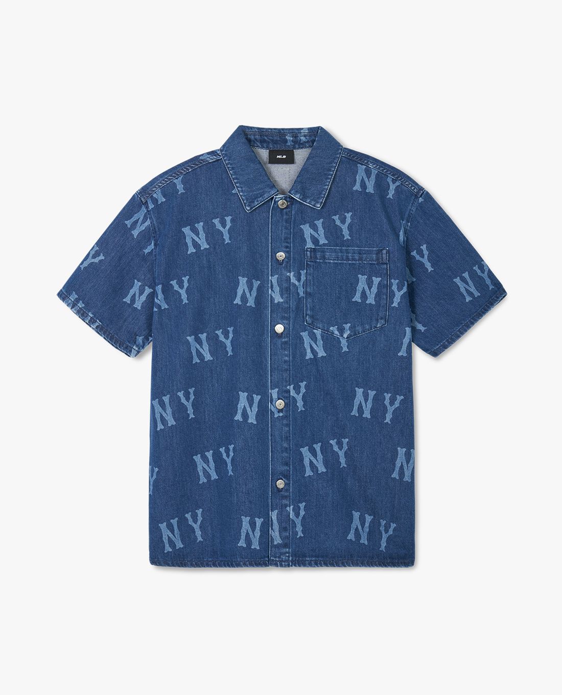 MLB - Unisex Short-Sleeve Denim Shirt Basic Multi Mega Logo Prints