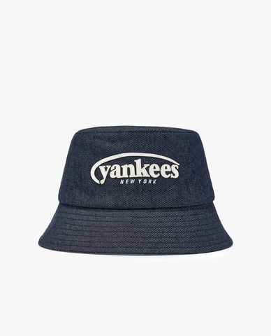  MLB - Unisex Vintage Denim Curve Logo Bucket Hat 