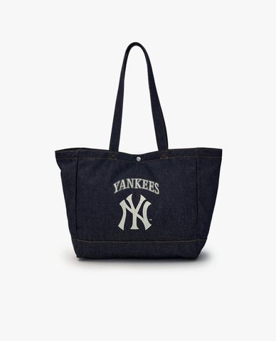  MLB - Unisex Vintage Lettering Denim Tote Bag 