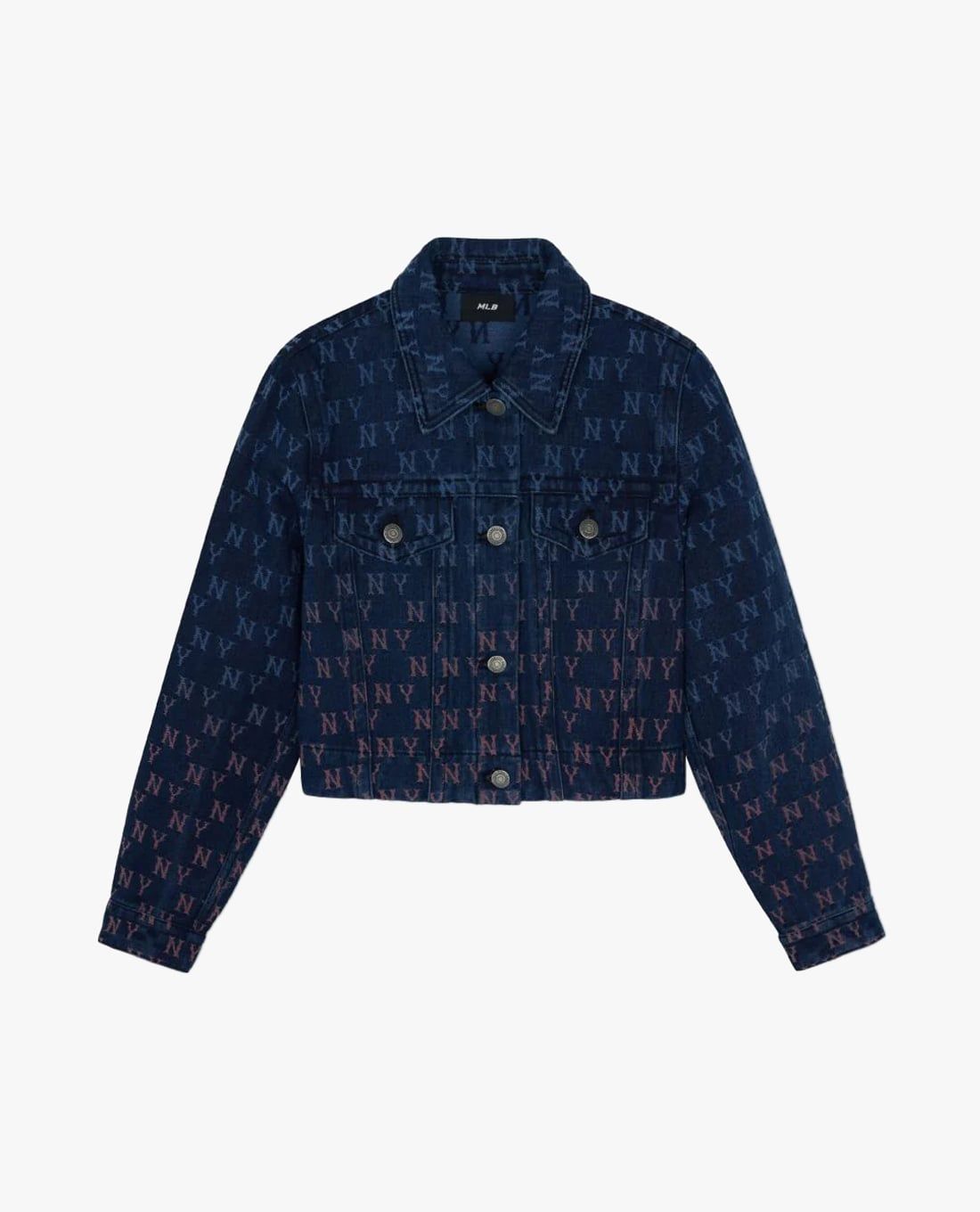 MLB - Women's Cropped Denim Jacket Gradient Jacquard Monogram