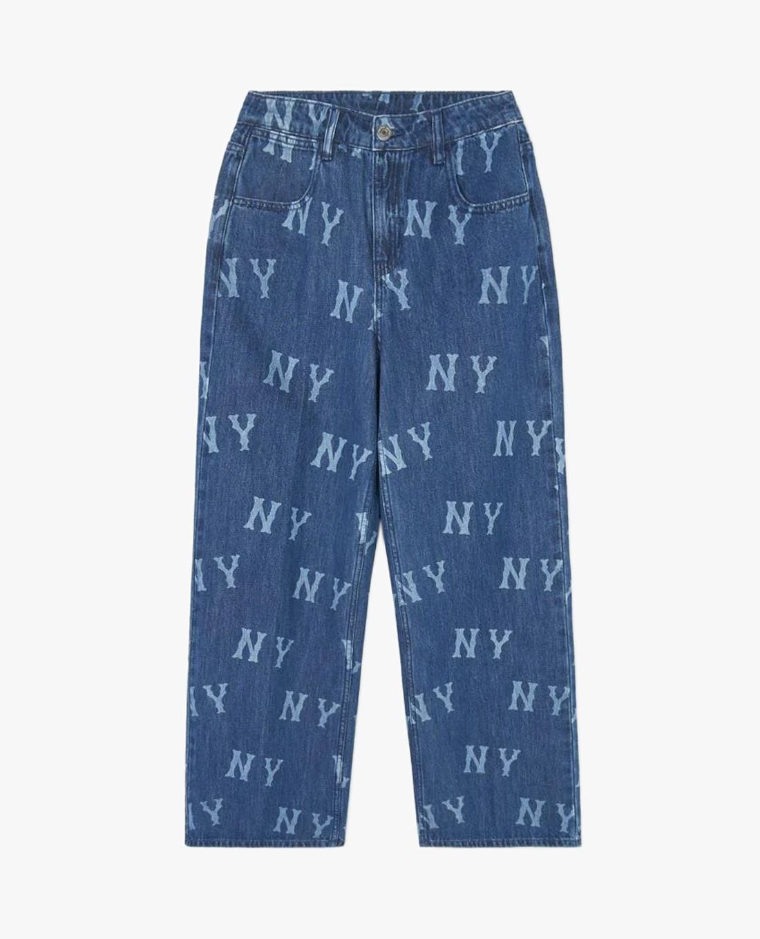 MLB - Women's Wide-Leg Jeans with Monogram Pattern